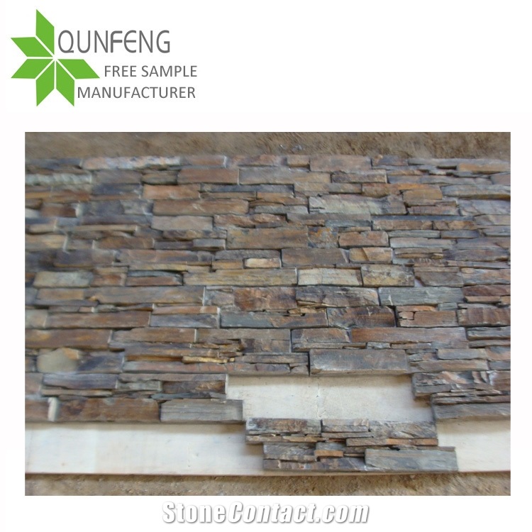 Shape Z Cement Bottom Natural Brown Slate Culture Stone/Stacked Stone/Ledge Stone