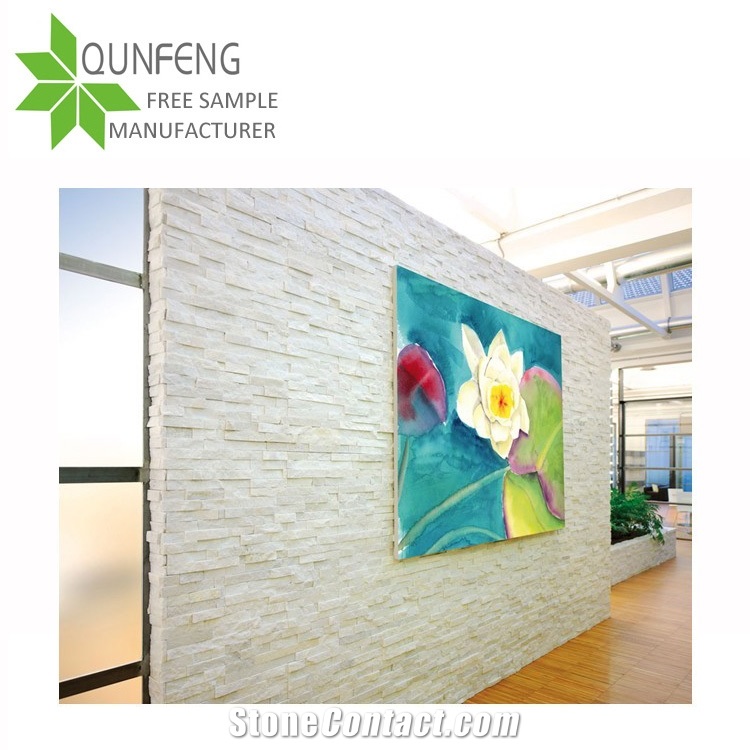 Snow White Quartzite Glued Cultured Stones Ledges Stone Veneer for Wall Decoration