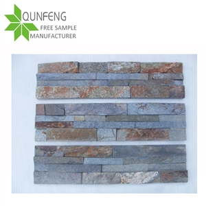 Split Surface Durable Non-Fading Natural Multicolor Quartzite Culture Stone Wall Panel/Stacked Stone Wall Cladding