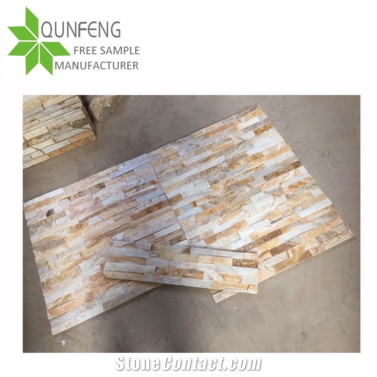 Split Surface Durable Non-Fading Natural Stacked Stone Panel Sandstone Wall Cladding Stone