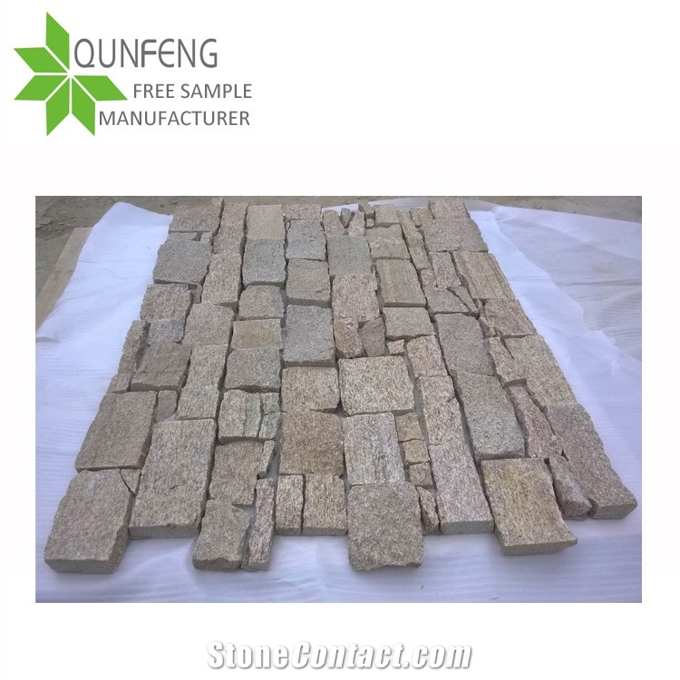 Split Surface Erosion Resistance Antacid Natural Yellow Quartzite Stacked Stone/Culture Stone Wall Panel