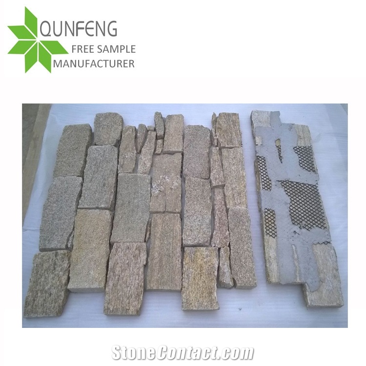 Split Surface Erosion Resistance Antacid Natural Yellow Quartzite Stacked Stone/Culture Stone Wall Panel