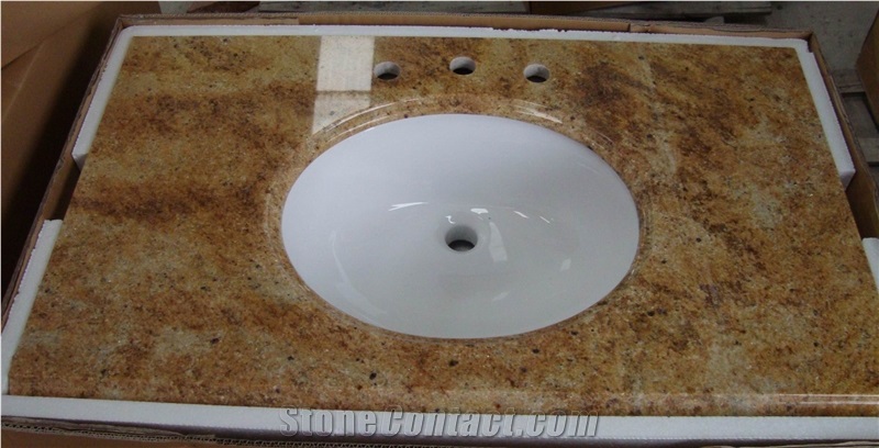 Prefab Granite Countertop Slab Bullnose Padang Dark Kitchen Top with Backsplash