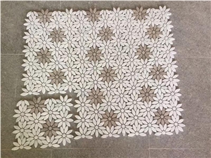 White Marble Stone Mosaic, Marble Mosaic Tile Flower Design, Natural Stone Mosaic