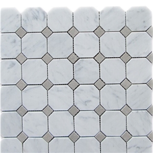 Carrara Polished Mosaic/Leaf Shaped Pattern Mosaic Tiles, White Marble Mosaic Tile