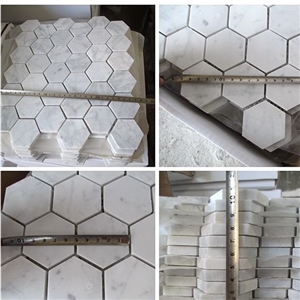 Carrara Polished Mosaic/Leaf Shaped Pattern Mosaic Tiles, White Marble Mosaic Tile