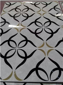 Artistic Inset Water Jet Marble Tile,Natural Marble Stone on Stock