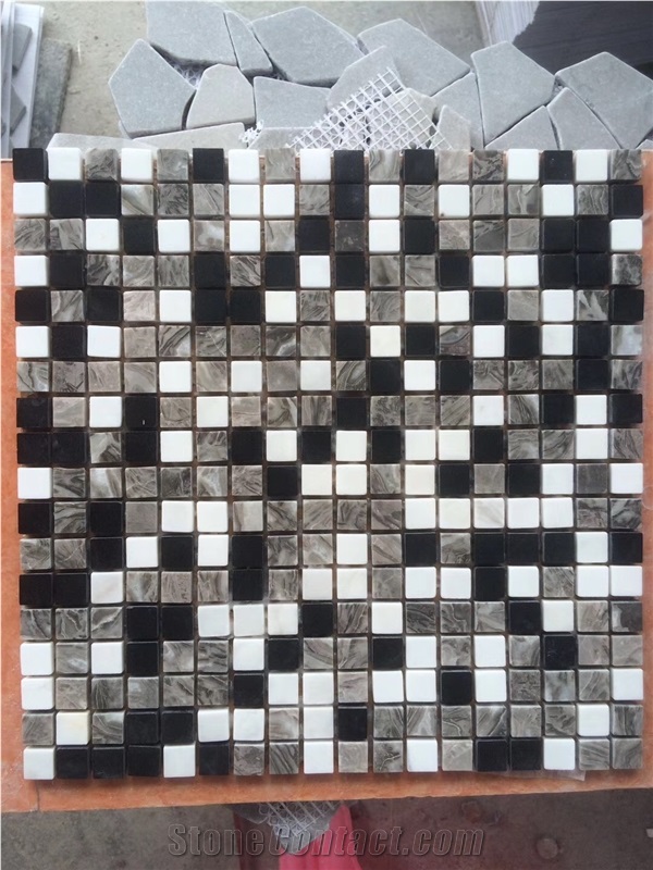 Multicolor Mosaic,Dark , Grey , White ,Marble Color,Allotype Mosaic,Art Work