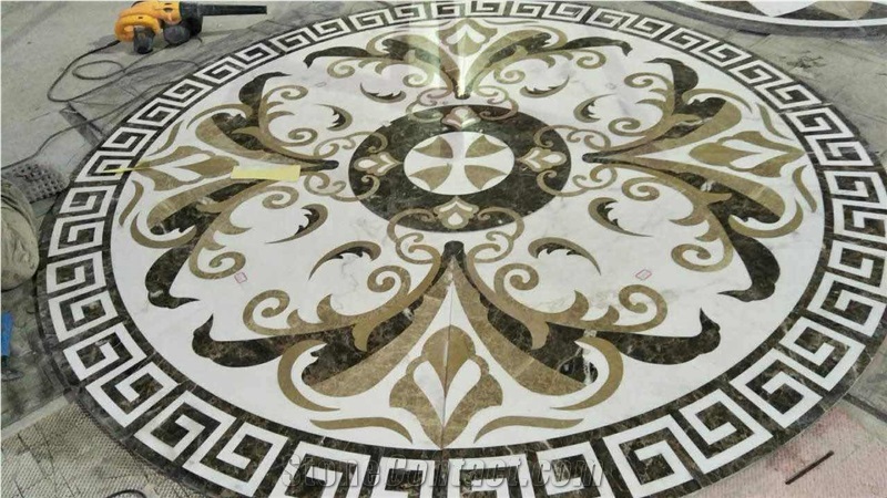 Cheap Polished Round Water Jet Medallions Inlay Flooring Tiles,Marble Flooring Paving Tiles Patterns Design , Decorated Hotel Lobby and Hall Tiles