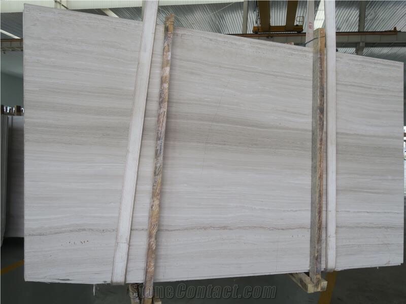 China Polished Wooden White Wood Grain Marble Slabs, Cheap Serpeggiante Wood Vein Marble Floor Tiles, Chinese Silk Georgette Stone Tiles