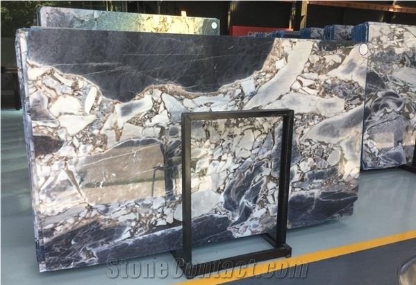 New Marble Silver Blue Dark Color Big Slab Polished Competitive Price,Natural Luxury Interial Project Decorative Stone