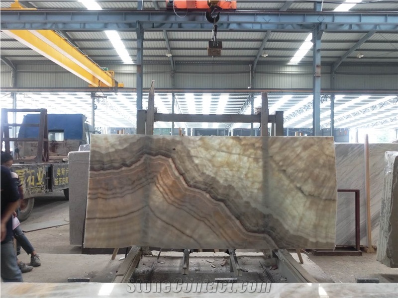 Beige Onyx Wooden Vein Wood Grain White Jade Polishe Bookmatch Slabs&Tiles China Stone for Project Floor&Wall Chinese Factory and Manufactory