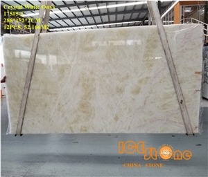 China Crystal White Onyx Slab, Perfect Transpancy, Good for Project,Large Quality with Super Quality, Italy Processing, Hotel Floor