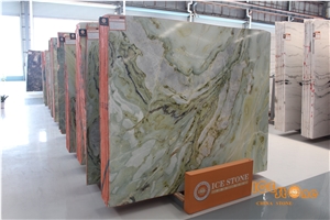 China Dreaming Green Marble,Chinese Green Slabs,Good for Bookmatch and Project,Nice Decorated Stone,Own Factory and Slab Yard,Interior Wall