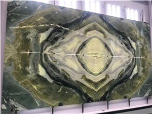 China Green Marble Paradise Jade Dreaming Green Polished Slab&Tile Bookmatch Floor Wall Covering Quarry Exculsive Agency Chinese Manufactory