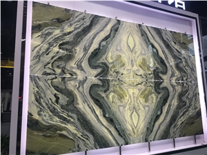 China Green Marble Paradise Jade Dreaming Green Polished Slab&Tile Bookmatch Floor Wall Covering Quarry Exculsive Agency Chinese Manufactory