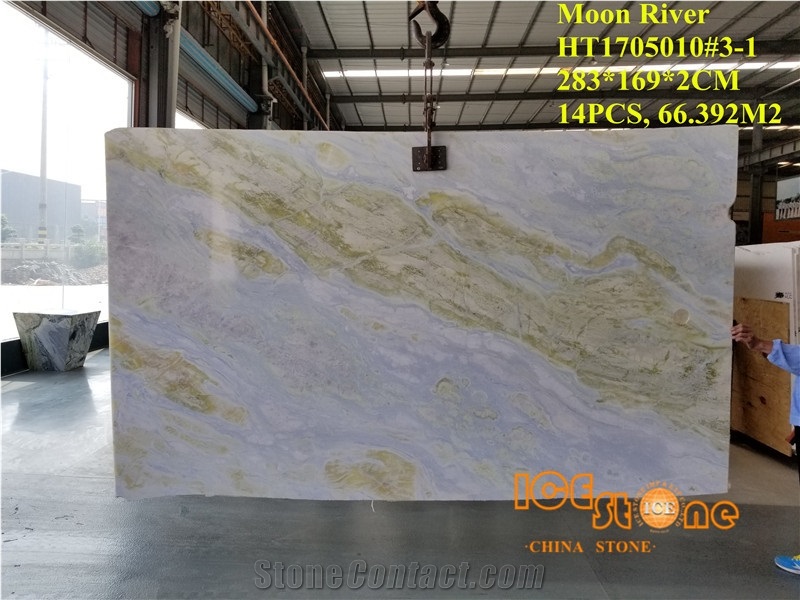China Moon River Bookmatch Polished Marble Tiles & Slabs/Chinese Blue Wall Covering/Floor/Transparent/Luxury/Changbai White/Project/Decoration