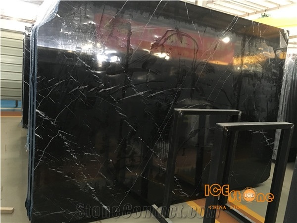 China Nero Marquina Marble Tiles & Slabs/Chinees Guangxi Black Floor Covering/Wall/Suitable for Project/Cheap/Stable Quantity/Low Price/Spain Pattern