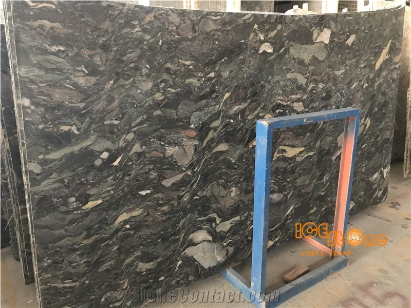 China Polished Marble Slabs Tiles; Green Peacock Wave Pattern Marble; Own Factory Chinese Natural Stones for Wall Floor Covering Countertop