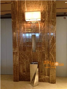 Chinese Factory Polished Brown Onyx, China Golden Brown Onyx,Transparency Crystal Onyx, for Wall Covering Floor Covering Villa Decoration
