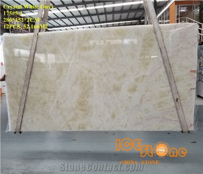 Crystal White Onyx/China Nature Onyx/Polish 2cm Thickness/Slabs/Tiles/Cut to Size/Transparency/Backlit/Project/Wall Cladding/Floor Covering/Background