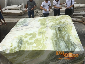 Dreaming Green Marble Block Machine Cut to Size for Building Wall Cladding Material,Blocks in Stock Green Marble Stone