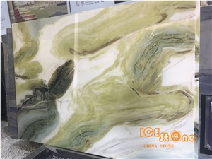 Good Price China Dreaming Green & Black Polished Slabs,Marble, Tiles & Slab, Colour Painting,Tv Set, Cladding, Own Quarry, Natural Stone,