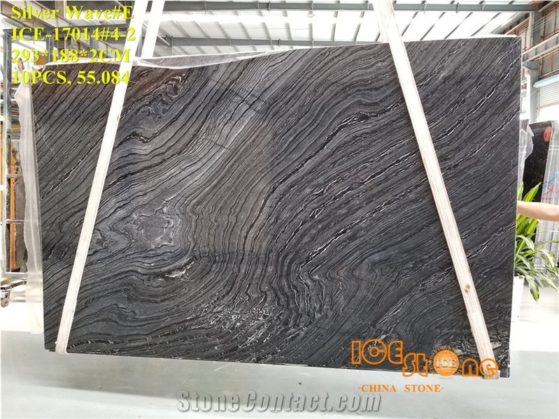 Silver Wave/Kenya Black Marble/China Polished Slabs/Tiles/Cut to Size/Natural Stone Products/Floor/Wall Covering/Cladding/Bookmatch/Own Quarry