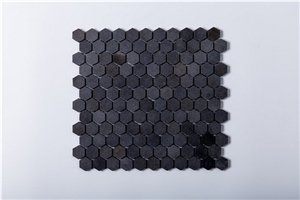 China Black Hainan Basalt Mosaic Hexagon Basketweave