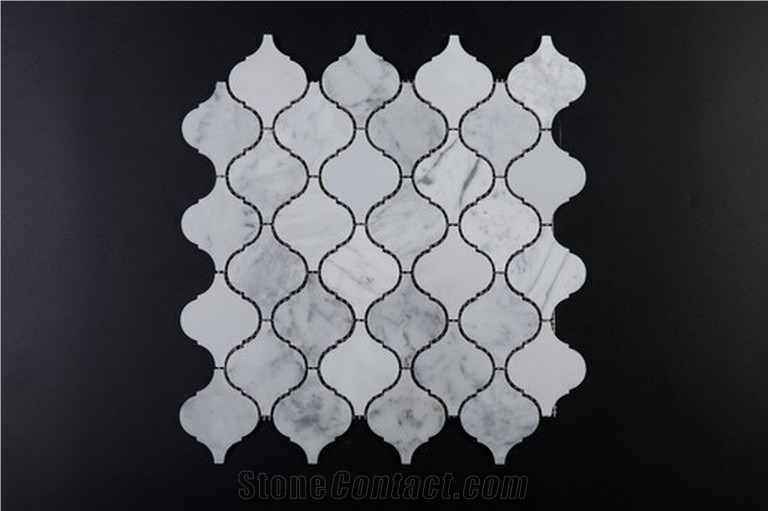 Italian White Carrara Marble Mosaic Hexagon Square Rectangular Polished