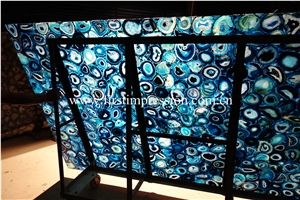 Best Price Blue Agate Gemstone Slabs/ Flooring/ Walling/ Agate Mosaic/ Semiprecious Stone/ Blue Agate Semi Precious Stone for Bar Top Decoration