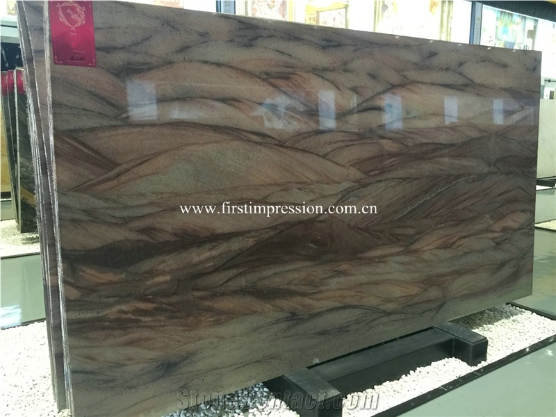Brazil Natural Quartzite/ Wild Sea/ Red Colinas/ Polished/ for Countertops/ Mosaic/ Exterior - Interior Wall and Floor Applications