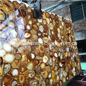 Gemstone Slabs & Tiles/ Luxury Interior Decorative Yellow Agate Backlit Semiprecious Stone/ Semi Precious Stone Wall & Foor Covering