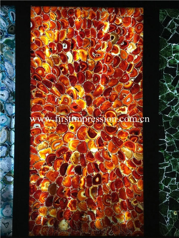 High Grade Red Agate Gemstone Slabs & Tiles/ Customized & Wall/ Floor Covering/ Interior Decoration Red Semi Precious Stone Panels/ Ruby Stone Slab
