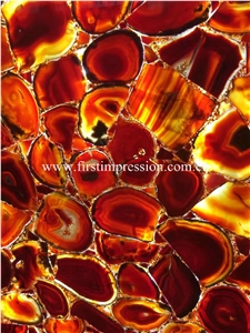Hot Red Agate Gemstone Big Slabs & Tiles/ Customized & Wall/ Floor Covering/ Interior Decoration Dark Red Semi Precious Stone Panels/ Ruby Stone Slab