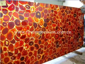 Hot Sale Red Agate Gemstone Slabs & Tiles/ Customized & Wall/ Floor Covering/ Interior Decoration Dark Red Semi Precious Stone Panels/ Ruby Stone Slab