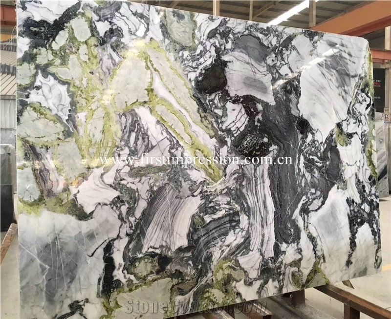 New Polished China Green Marble/ White Beauty Marble Slabs and Tiles/ Cut to Size/ China Jade/ Bookmatck Wall Covering/ Hotel Floor/ Tv Set Cladding