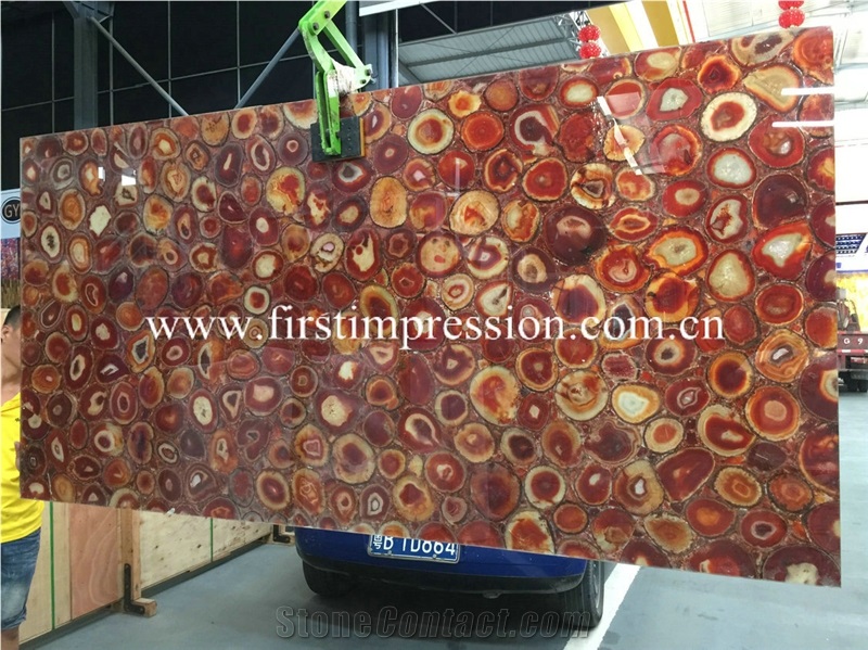 Popular Red Agate Gemstone Slabs & Tiles/ Customized & Wall/ Floor Covering/ Interior Decoration Dark Red Semi Precious Stone Panels/ Ruby Stone Slab