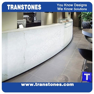 White Translucent Resin Panel Faux Alabaster Counter Top Bar Counter For Night Club And Coffee Shop