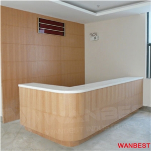 Cheap Marble Top Wooden L Shape Office Hospital Company Spa Standing Reception Counter Curved Hotel Hospital Beauty Salon Lobby Information Desk