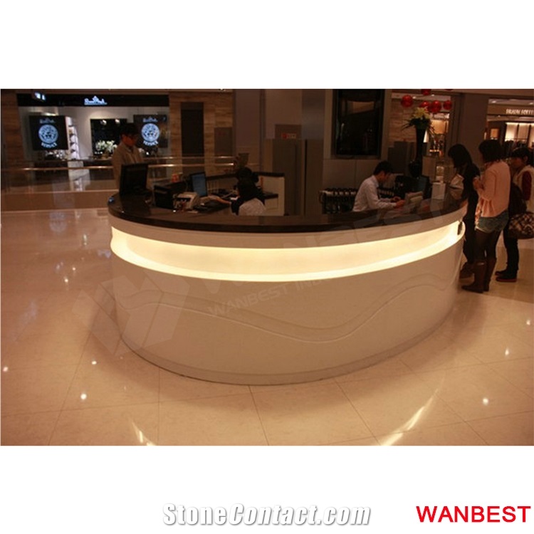 Commercial Led Light Artificial Marble Stone Circular Round