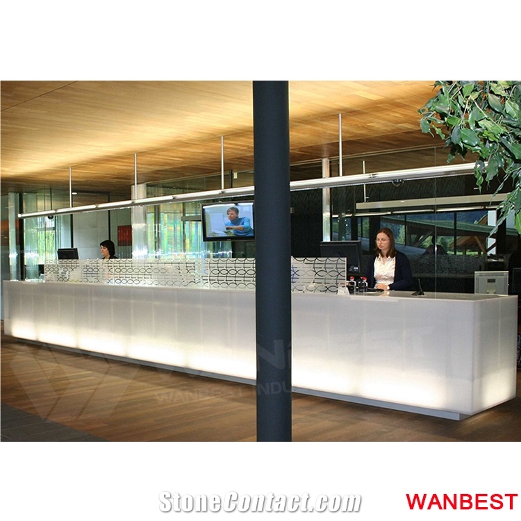 Custom Made Artificial Stone Marble Red Fast Food Restaurant Cafe Shop Ordering Table Company Lobby Shopping Mall Reception Counter Cashier Desk