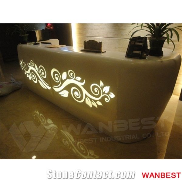 Customized High Gloss Artificial Marble Flower Pattern Illuminated