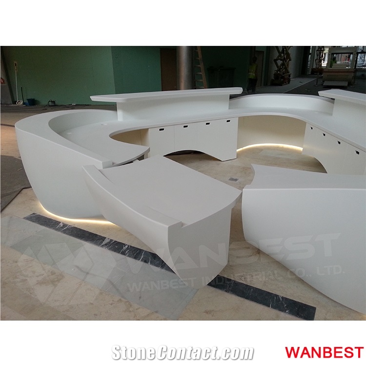 Customized Modern Artificial Stone White Solid Surface Round Spa Customized Modern Artificial Stone White Solid Surface Round Spa Hospital Hotel Hall Lobby Beauty Salon Reception Desk Front Table Design