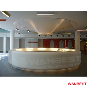 Factory Direct Round Circle Artificial Marble Led Lighting Lobby Shopping Center Hotel Hall Beauty Salon Hospital Company Reception Service Desk