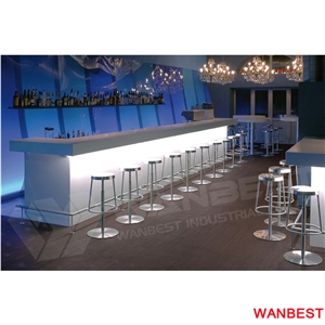 High Gloss Artificial Marble Simple White Stone L Shape Home Fast Food Juice Nightclub Bar Drinking Counter Restaurant Cafe Cashier Desk with Stools