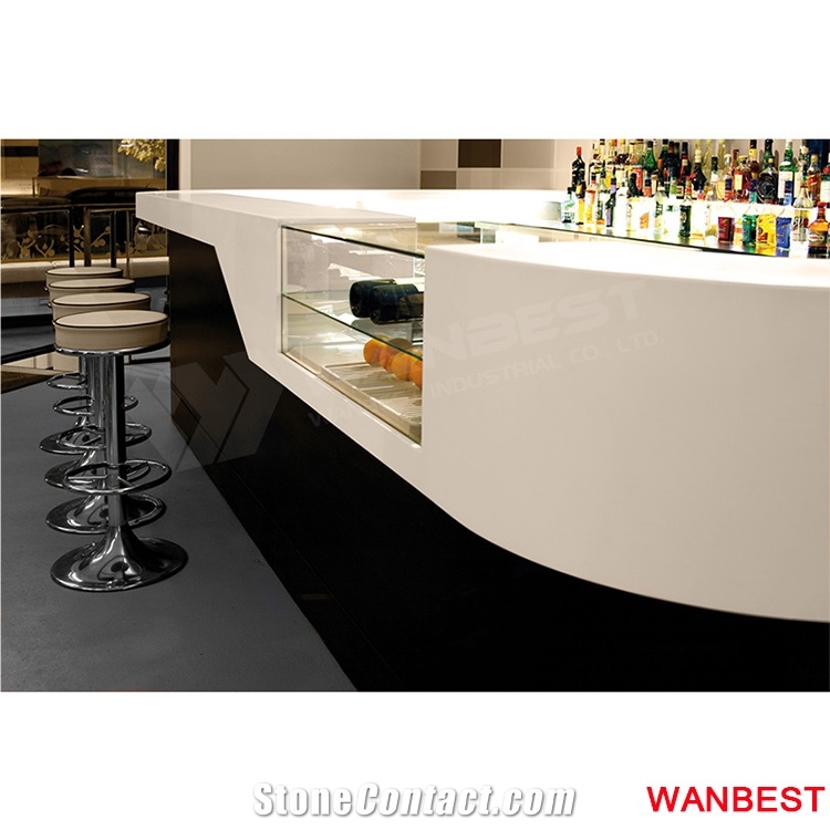 High Gloss Custom Made Marble Top Acrylic Restaurant Bistro Sushi Juice Coffee Pub Club Wine Bar Reception Counter Drinking Table with Chairs