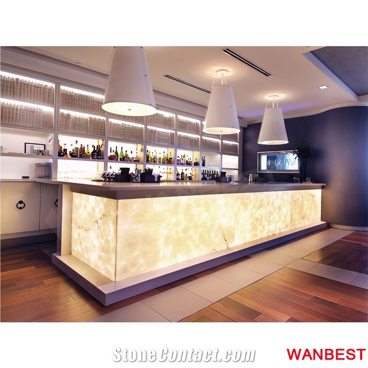 Luxury Artificial Marble Top Portable Illuminated Led Acrylic Nightclub Pub Wine Restaurant Coffee Juice Bar Reception Counter Cashier Desk Design