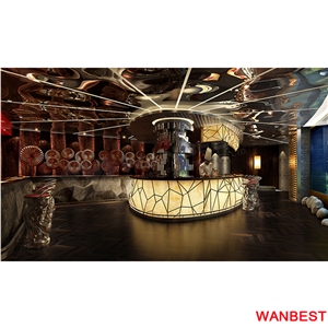 Luxury China Factory Customized Illuminate Led Circle Round Artificial Stone Nightclub Pub Hotel Wine Bar Counter Tops Reception Desk for Sale
