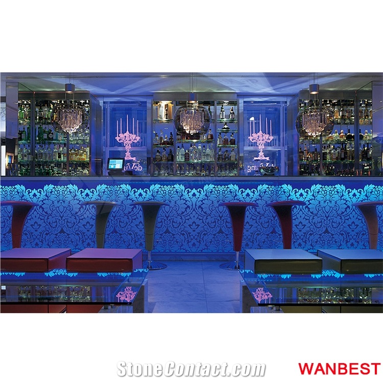 Luxury Modern Black Artificial Stone Marble Wine Lighted Led Mobile Night Club Restaurant Cafe Pub Bar Cocktail Reception Counter Cashier Desk